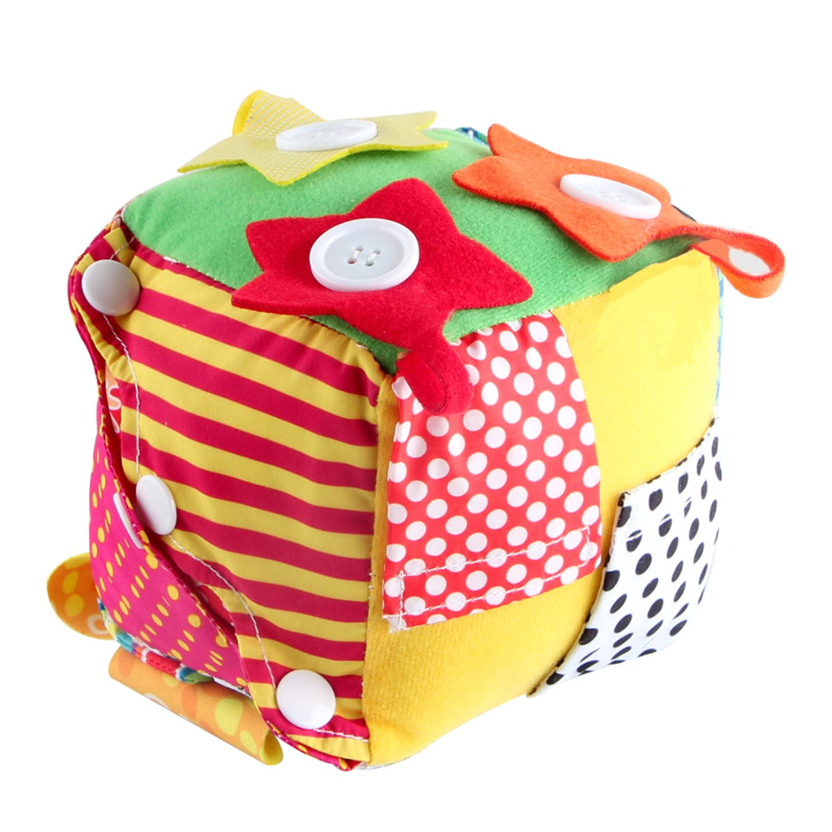 KAKIBLIN Cubic Activity Learning Toy with Zippers, Latches, Buckles, Laces, Snaps, Buttons and More - Perfect for Toddlers at Home, on Airplanes, Cars or Travel
