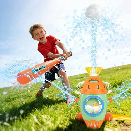 Kids Outdoor Water Baseball Sprinkler Toys for Ages 3-8 – Backyard Tball Set with Adjustable Flow Control Valve & Bat Ball – Summer Splash Water Games for Toddlers 4-7