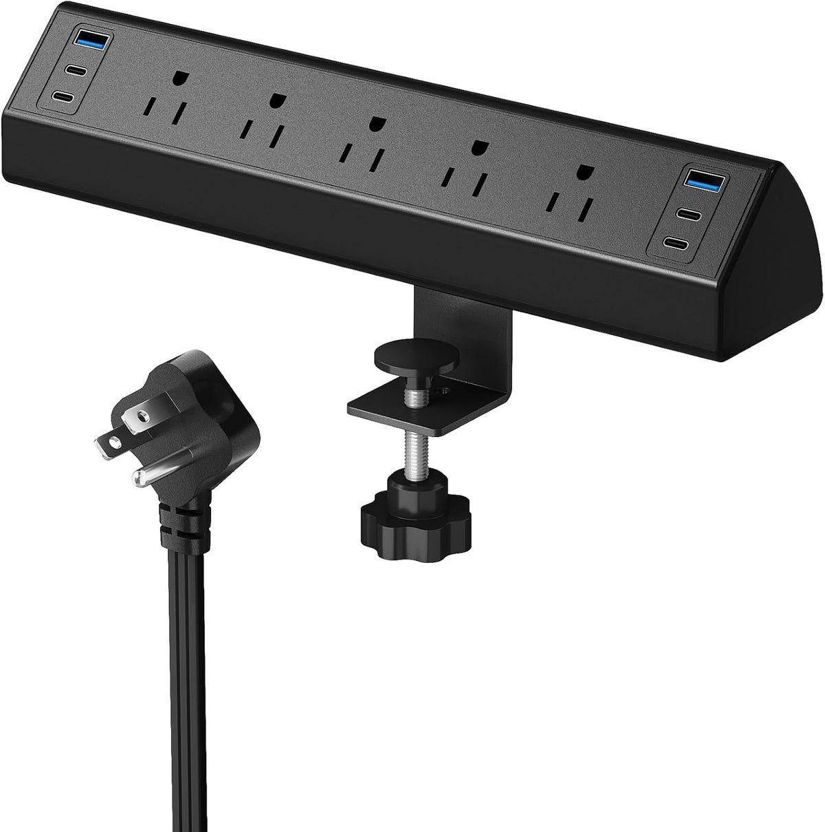 SURAIELEC 5 40W 4 20W 2 900J 1.97 45 6 Desk Clamp Power Strip with Outlets, Total Fast Charging Station, PD USB-C