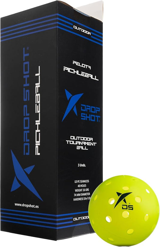 DROP SHOT Pickleball Balls – Outdoor Pickleball Balls Pack of 3 Tournament – Pickleball (USAPA) Approved - 3 Packs - Professional Pickleball