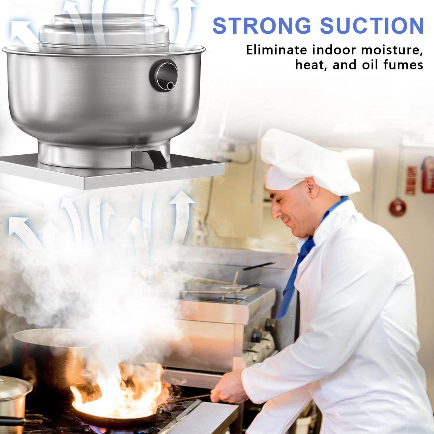FICBXRA Restaurant Canopy Hood Grease Rated Exhaust Fan- Food Truck High-Speed Direct Drive Centrifugal Upblast Exhaust Fan 1/6 HP 110 Volt Single Phase Motor 800 CFM