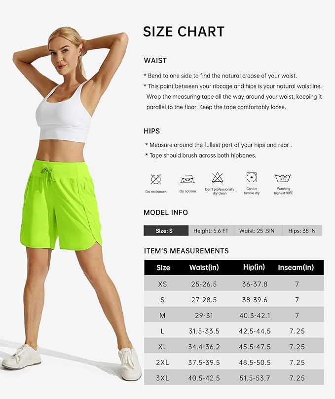 Willit Women's 7" Athletic Running Shorts Long Workout Hiking Shorts Quick Dry High Waisted Active Zipper Pocket(X-Large)