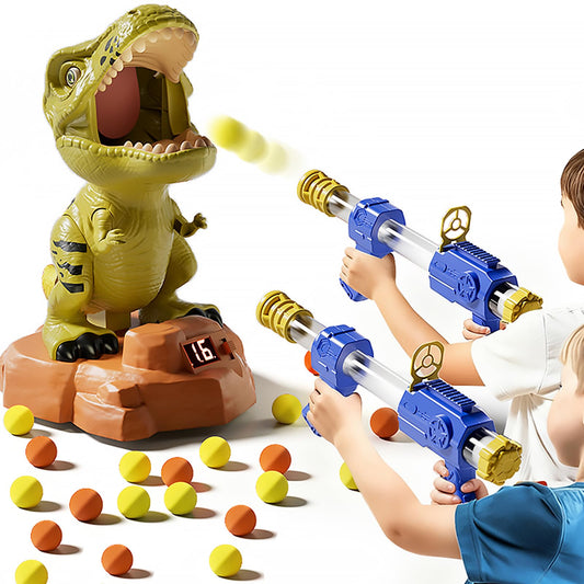 Siwuoke Dinosaur Shooting Game with Auto-Moving Target, 2 Air Blasters & 50 Foam Balls, Interactive Toy for Kids, Gift for Boys & Girls Ages 3 4 5 6 7 8 Years Old