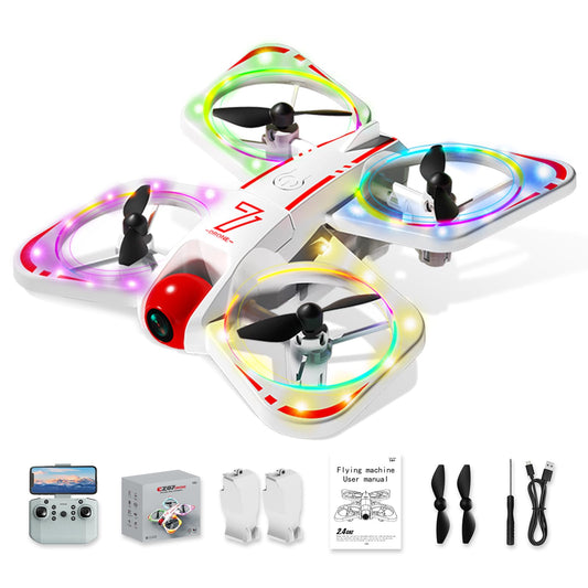A ALPHA Mini Drone with 720P Camera for Kids, Micro Drone for Beginners, RC Plane with Propeller Protection,360°Flips, Indoor Outdoor Quadcopter Toy with Colorful LED Lights