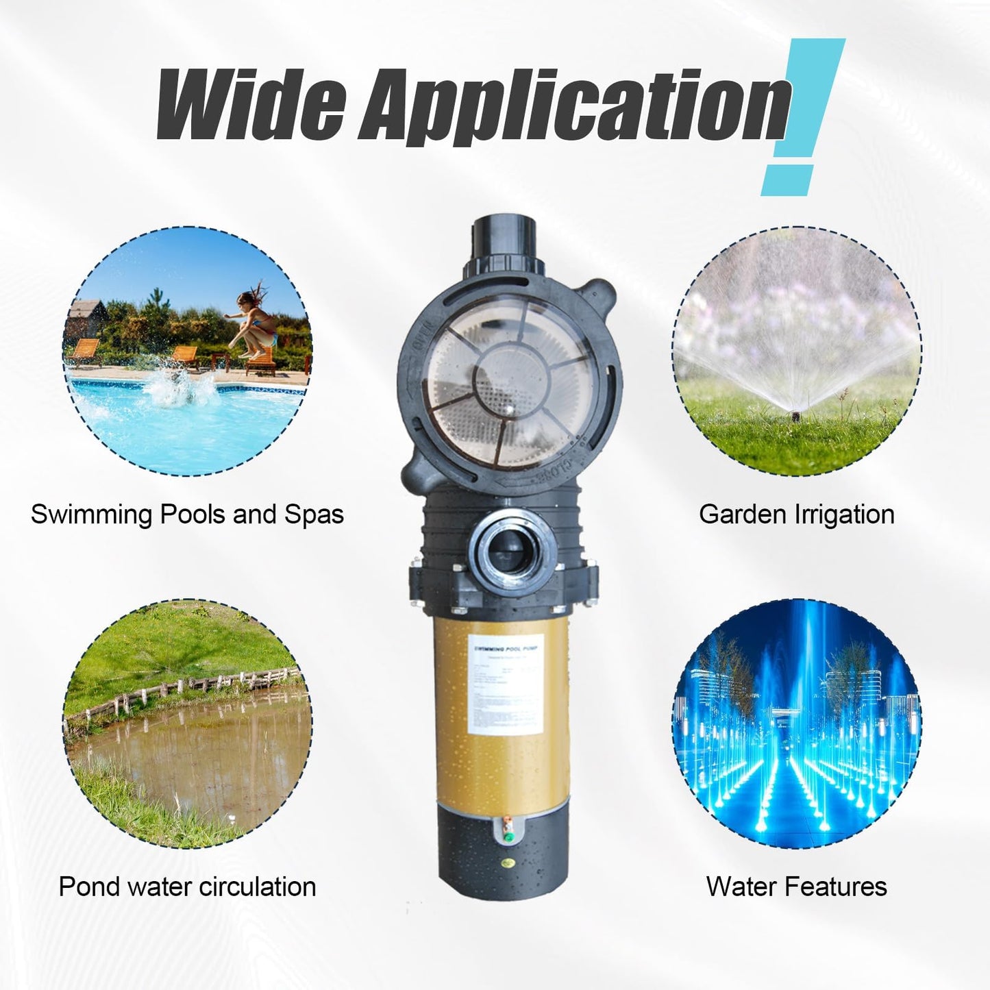 PureBy Can be Hardwired Pool Pump, 2.0HP Dual Voltage 115/230V In/Above Ground Pool Pump, 6840GPH Self-priming Swimming Pool Water Circulation Pumps with 1.25" & 1.5“ NPT Unions