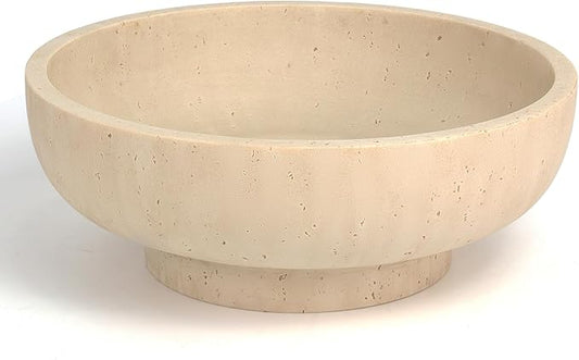 YMXYJM Large Decorative Bowl, Fruit Bowl for Kitchen Counter, Modern Resin Bowl for Home Decor, Key Holder for Entry Table, Artificial Travertine Beige