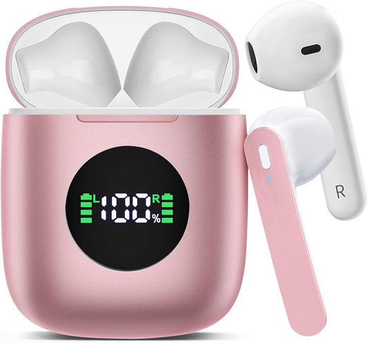 50H IPX7 Wireless Earbuds, Bluetooth Headphones with HiFi Stereo Noise Cancelling Mic, USB-C Charging Case, Playtime