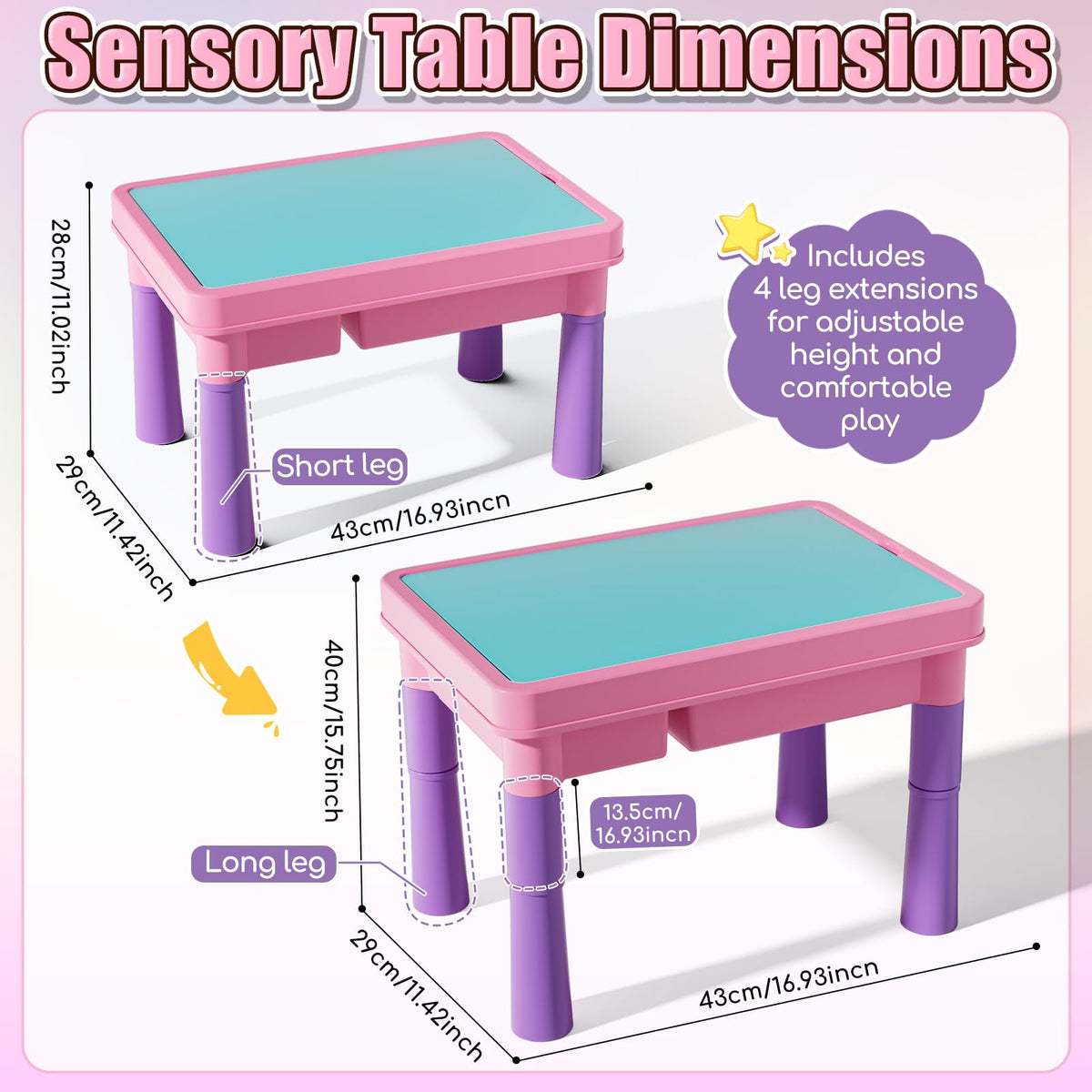 Lehoo Castle Unicorn Sensory Table with Sand, Indoor Outdoor Sand Table with Lid for Toddlers Kids, Upgraded Adjustable Legs, Red & Blue Play Sand Art Kit, Preschool Learning Activities Gifts