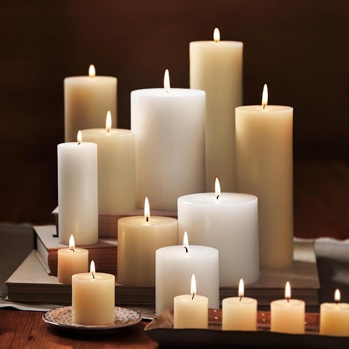 tag Chapel 4X6 Ivory Pillar Paraffin Wax Candle Unscented Drip-Free Long Burning 130 Hours for Home Decor Wedding Parties 4x6 Ivory