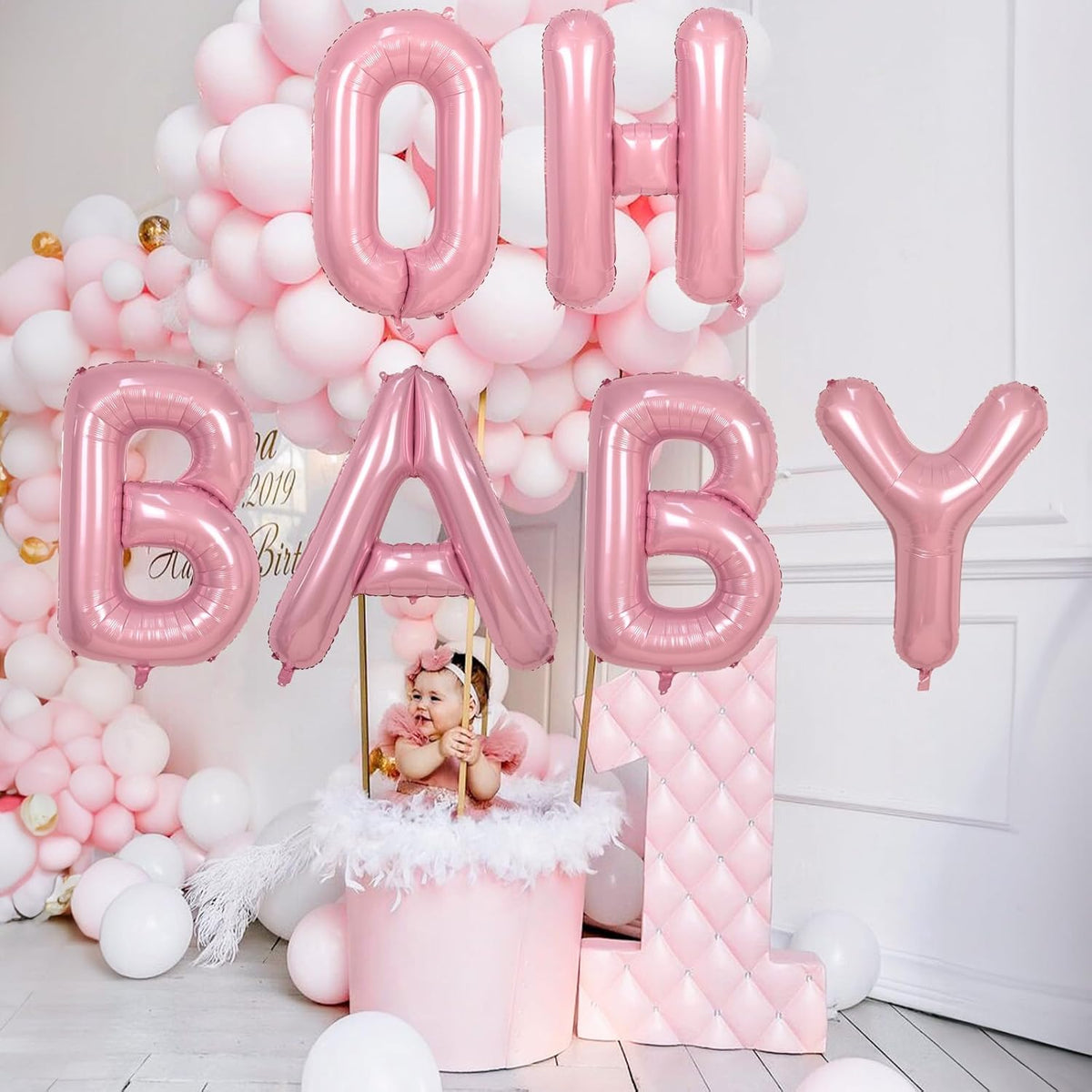 Pastel Pink Balloon Letter J - Large 40 Inch Mylar Foil Alphabet J for Girls' Birthday Party Decor