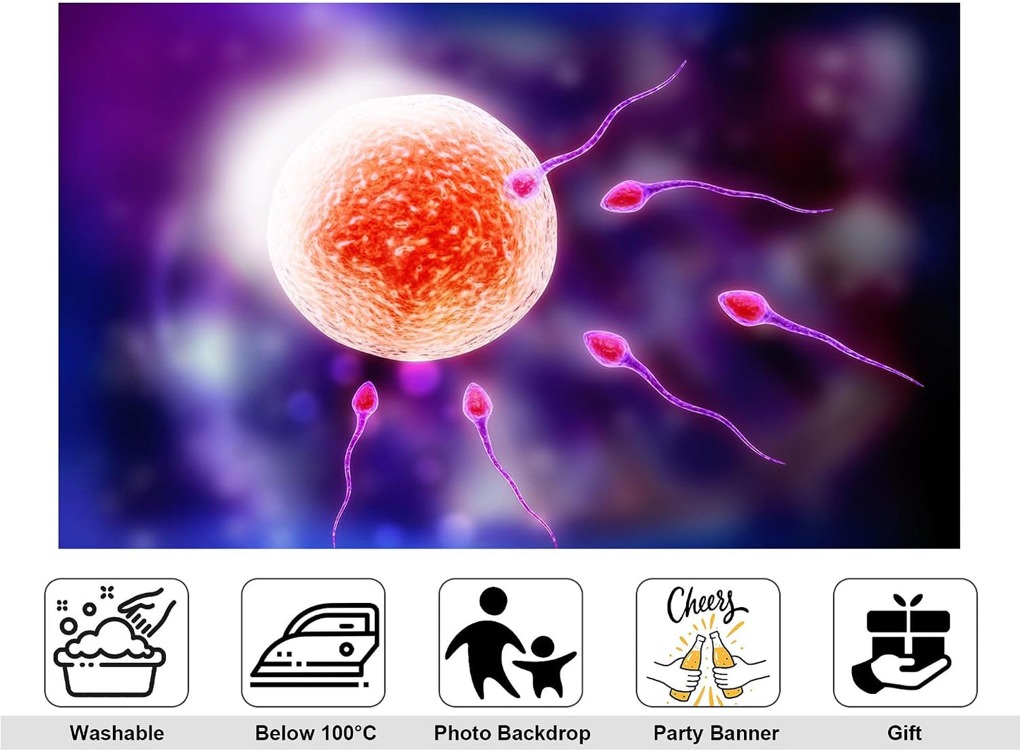 KeyWork 8x5ft Human Fertilization Illustration Backdrop Reproductive Science Photography Background for Health Fair