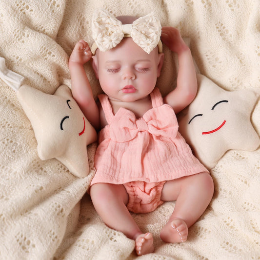 BABESIDE 12 Inch Lifelike Reborn Baby Dolls Vinyl Full Body, Realistic Newborn Baby Doll Sweet Sleeping Preemie Real Life Baby Dolls Easy to Hold with Accessories Gift Set for Kids Age 3+