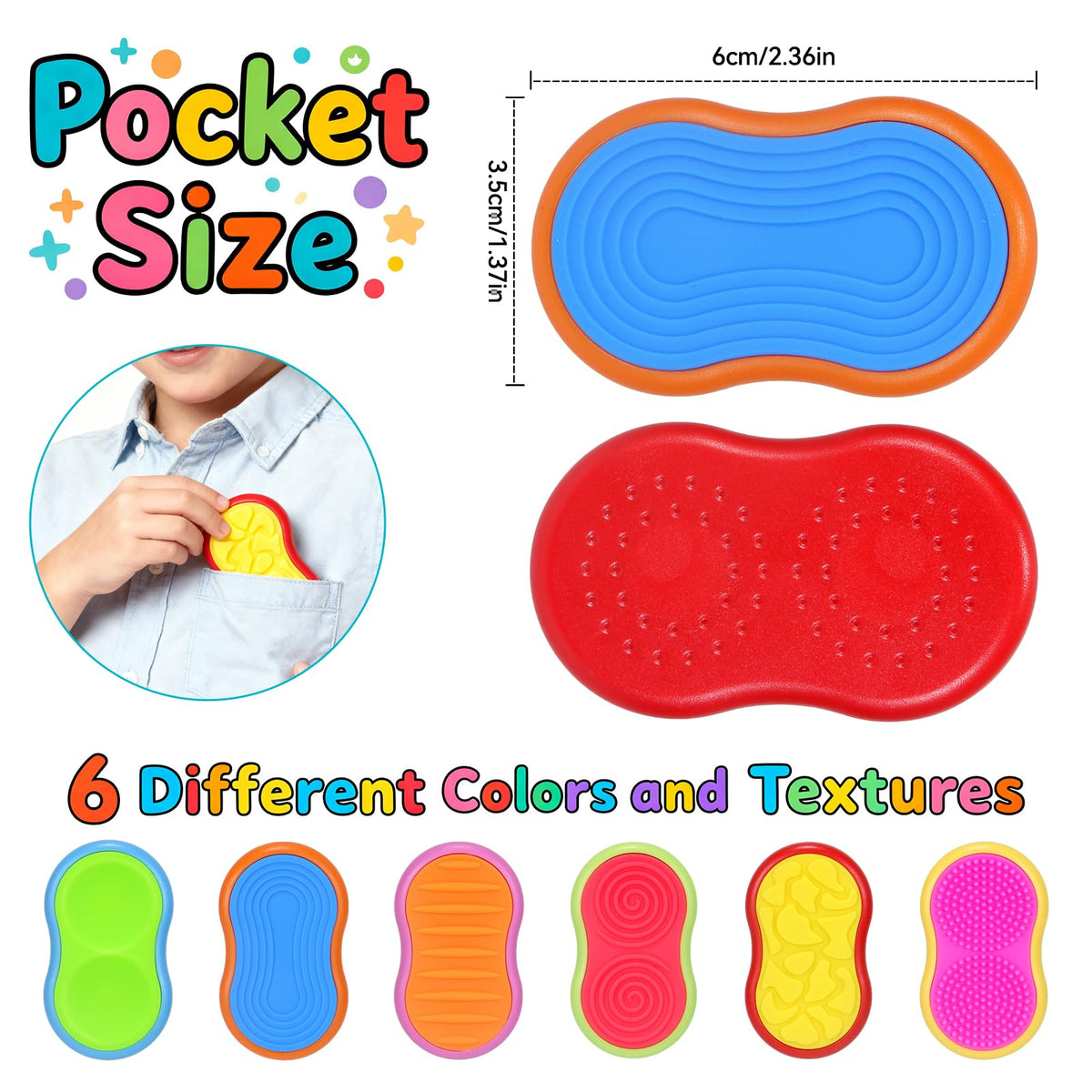 Silicone Sensory Magnetic Toys for Kids, 6PCS Textured Anxiety Relief Slider,Suitable for Autism and ADHD — Essential for Adults Office Desk Travel Stress Relief Toys for Students Classroom