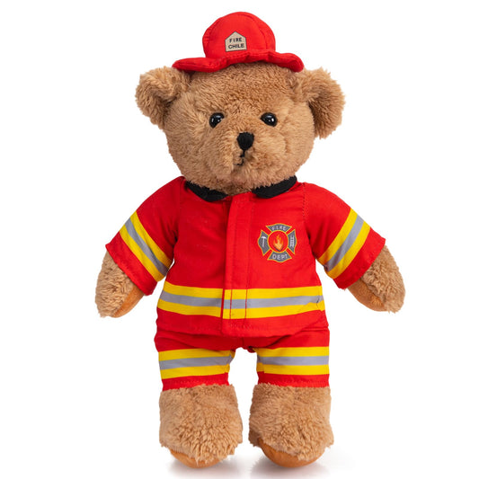 HollyHOME Firefighter Stuffed Animal Teddy Bear Soft Plush Toy with Firefighter Uniform Fire Fighter Doll Gifts for Kids and Firefighters Holiday Birthday Valentine 16 inches