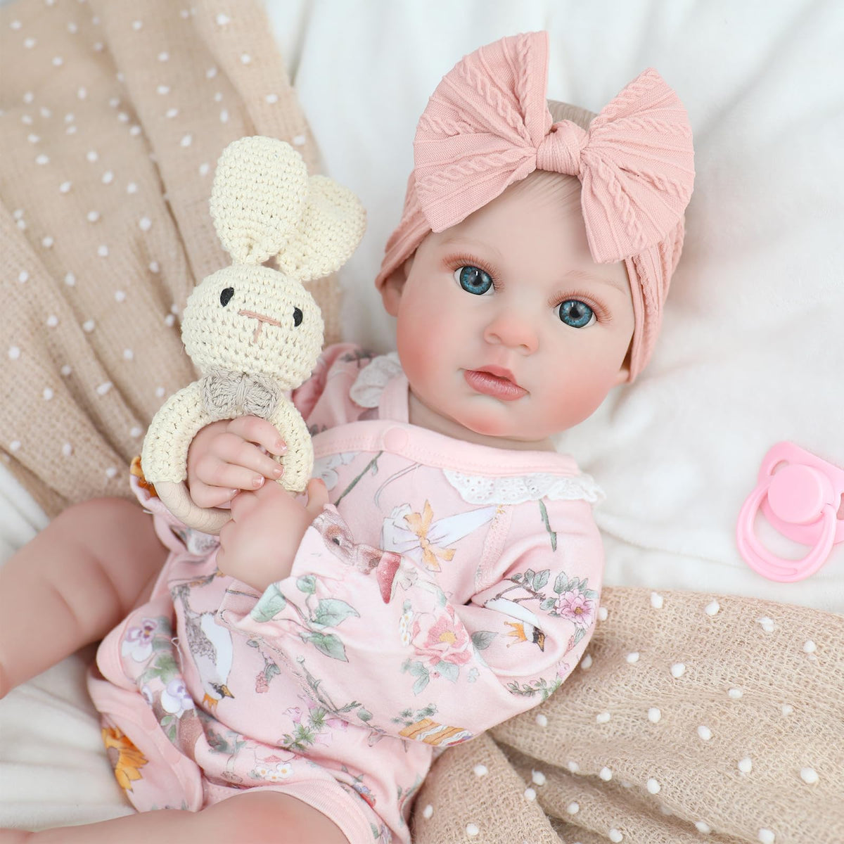 Babeviimt Reborn Baby Dolls - 20 Inch Cute Soft Vinyl Realistic Baby Doll Poseable Real Life Baby Dolls with Complete Accessories for 3+ Years Old Gifts