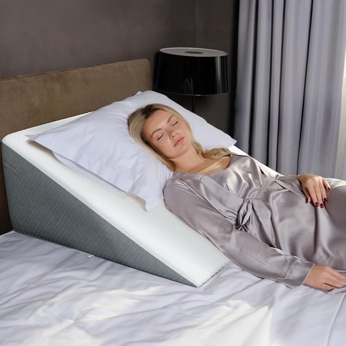 Kolbs Extra Wide Bed Wedge Pillow - Sleep Apnea & Acid Reflux Relief | Chic Jacquard Cover (12" Height)