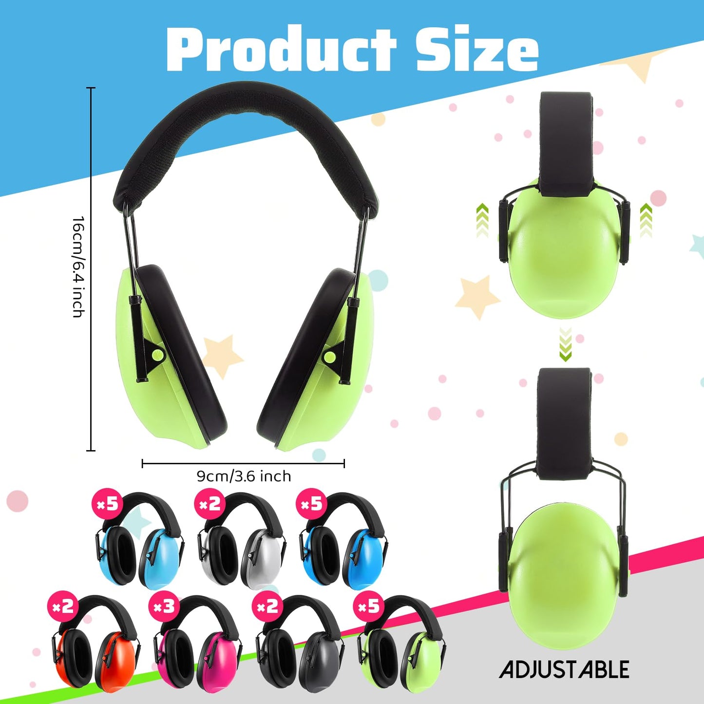 Amylove 24 Pcs Kids Ear Protection Noise Cancelling Headphones Noise Reduction Ear Muffs 27dB Hearing Protection (7 Colors)