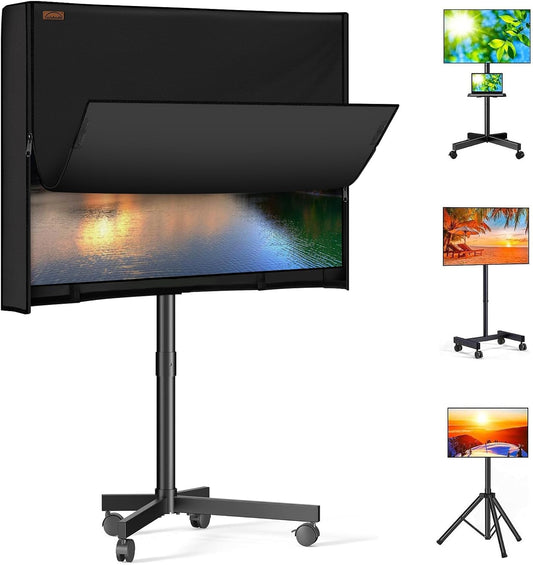 43" 600D Mobile Outdoor TV Stand Cover, Television Covers with Side Zipper for Rolling TV Stand, Weatherproof TV Screen