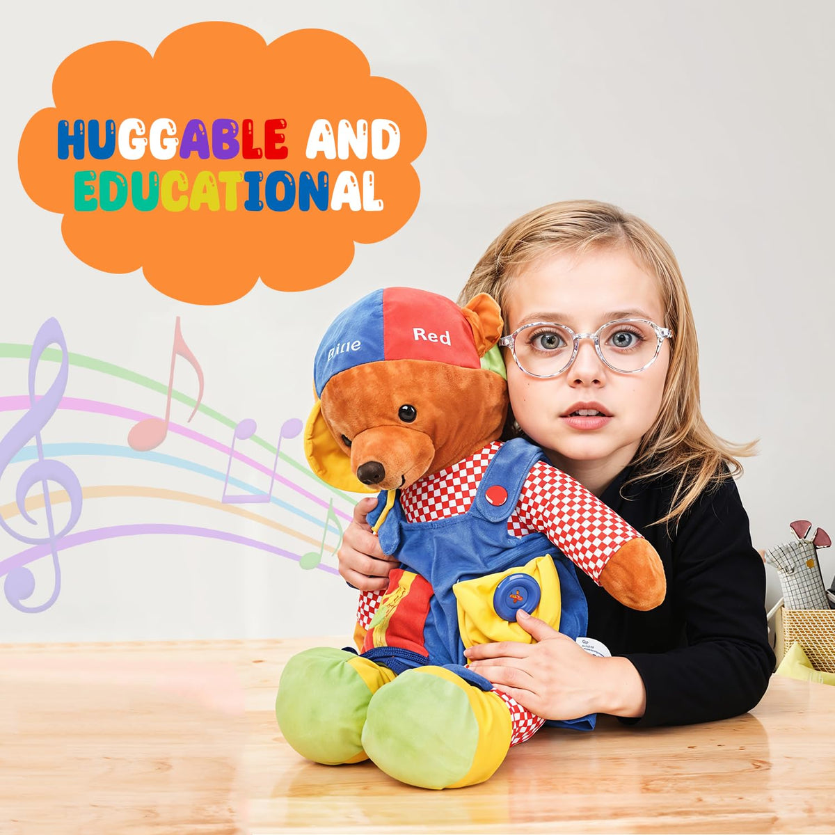 Bundaloo Talking Learning Dress-Up Bear for Toddlers – Educational Plush Toy that Talks & Sings ABCs, Zipper Button Shoelace Buckle Skills, 18” Life-Size Sensory Stuffed Animal for Preschool Kids