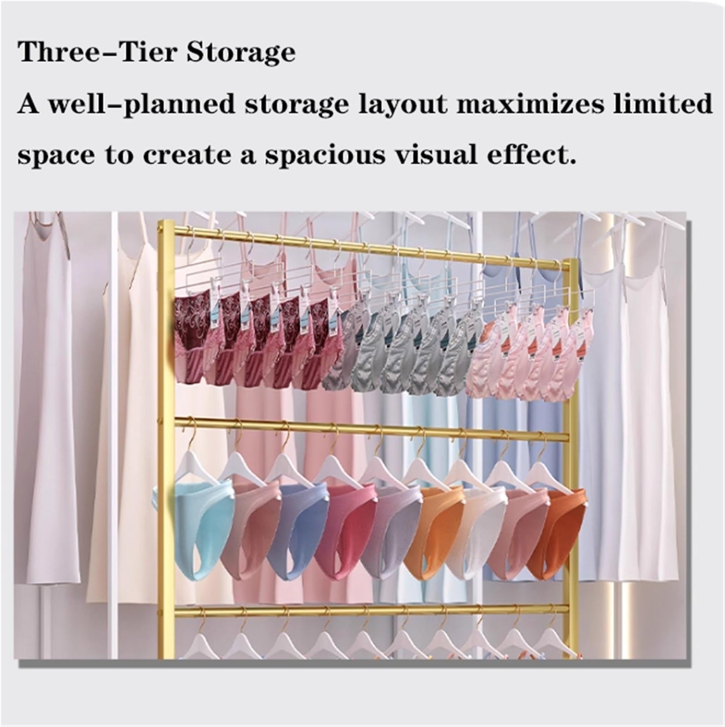 Lingerie Bra Rack with Wheels, Metal, 3 Tier Underwear Display Stand, Anti-Slip, Retail Showshelves, Commercial Clothing Store Shelf, for Shorts, Hats, Sock(Silver,120 * 40 * 130cm