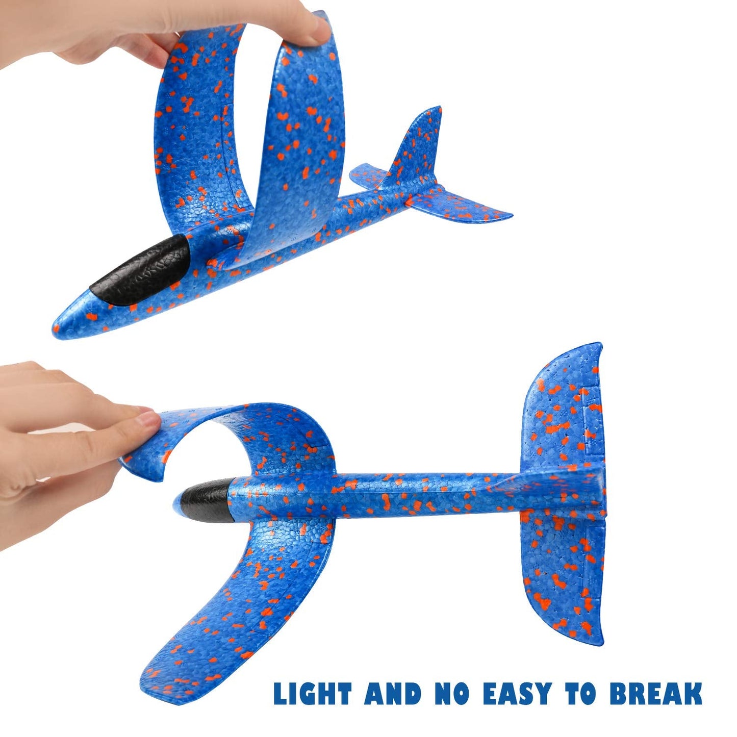 Throwing Foam Airplane Toys 13.5 Inches Flying Glider Inertia Plane Manual Circling Functions Flying Aircraft Fun Outdoor Fun for Kids Children Boys Girls 2pcs