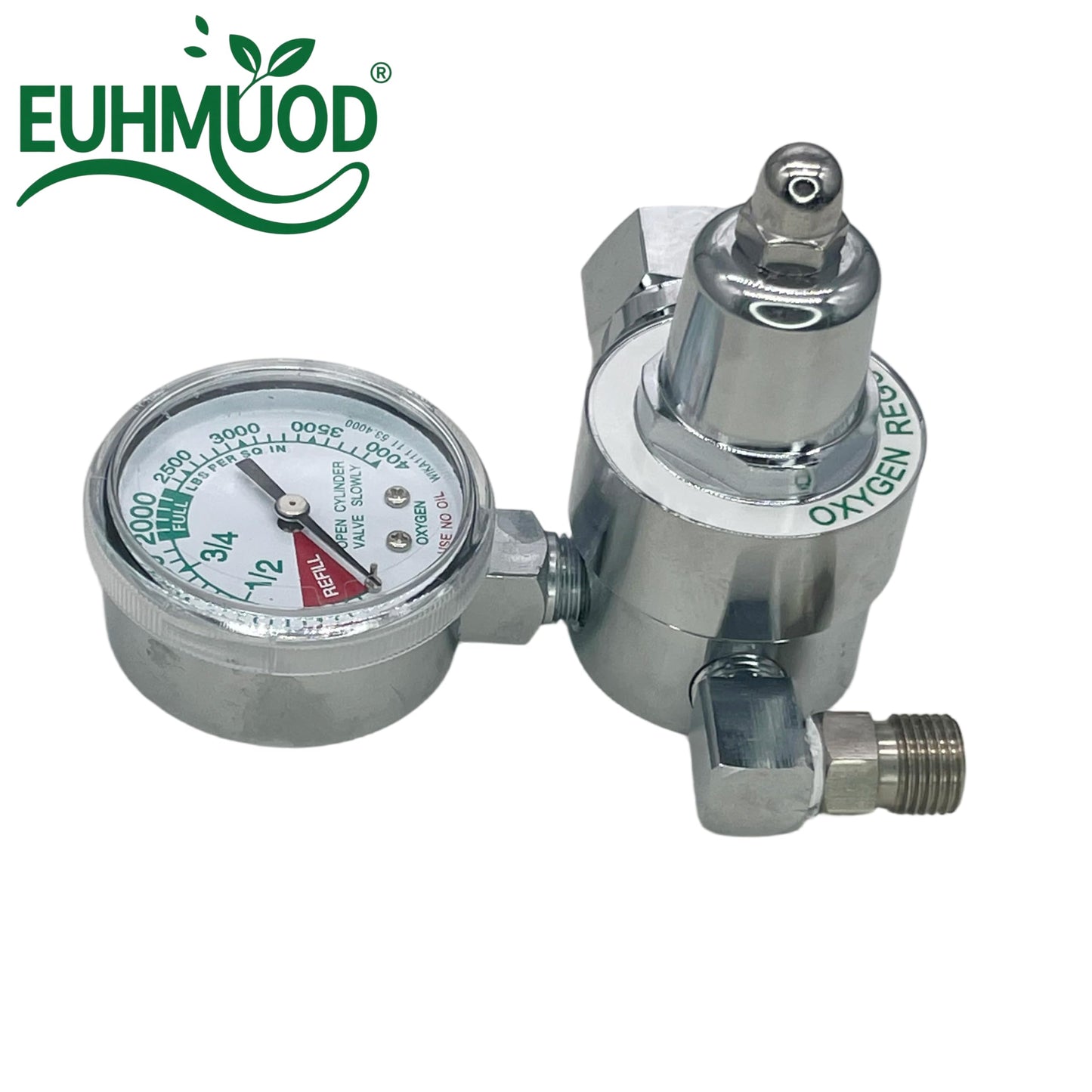 EUHMUOD M1-540-P M1 Series Preset Pressure Gauge Regulator, 3000 PSI, CGA540 Nut/Nipple, Compatible with High Flow for Oxygen Tanks, Welding, Medical and Industrial Use