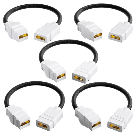 2.1 7.09 8K@60Hz 4K@120Hz, 5 Pack VCELINK HDMI Keystone Jack and Coupler in, Female to Female Pigtail Cable HDMI