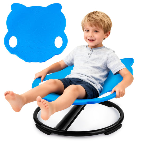 Spinning Chair for Autistic Kids,Sensory Toys for Kids with Autism,Training Body Coordination and Balance,Upgraded Owl Swivel Shape Sit and Spin Sensory Toys Indoor Outdoor,Friendly for 3+ (Blue)