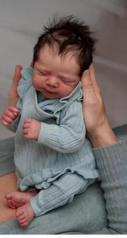 Zero Pam Lifelike Reborn Baby Dolls Boy 18 Inch Realistic Newborn Girl Eyes Closed, Newborn Baby Doll with Soft Cloth Body Real Life Babies Dolls with Hair Silicone Toddler Doll for Kids