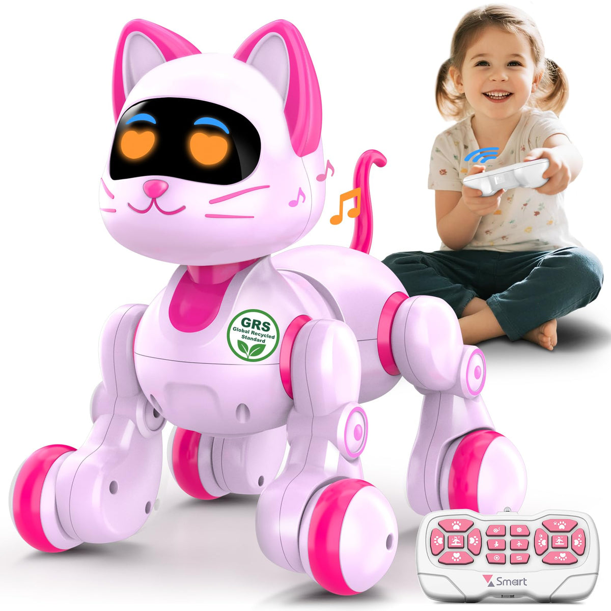 Nicmore Robot Cat Interactive Toys for Girls: Remote Control Pet for Kids Age 4-6 Gifts for 3 4 5 6 7 8 Year Old Gilrs RC Toys with Touch Sensing Gestures Christmas Birthday Gift Ideas
