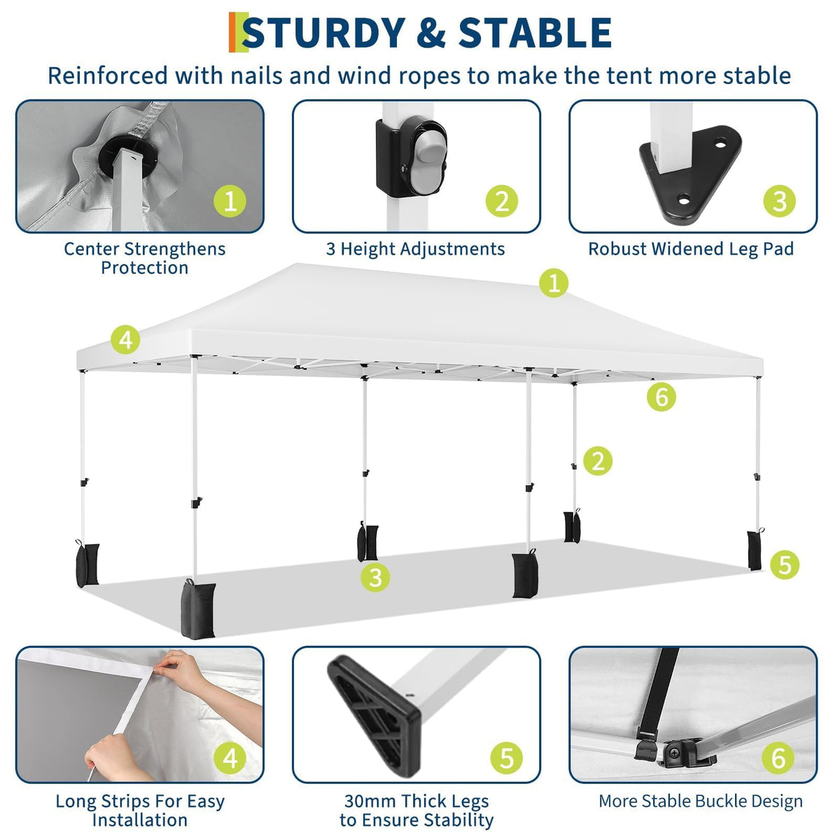 10X20Ft Pop Up Canopy Tent with 5 Removable Sidewalls & PE Windows, Wedding Party Tent Outdoor Waterproof UV50 Canopy Event Shelter Tents for Parties Car Port Vender Events, White