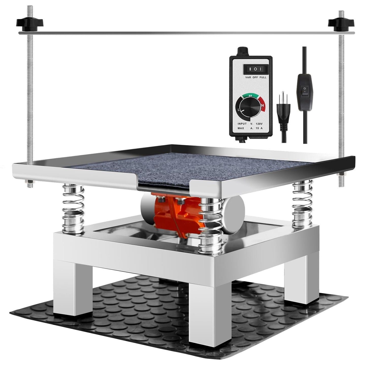 Concrete Vibration Table19.7×19.7in With Cloth Mat,For Molds Lab Stainless Steel Concrete Vibrating Tool,Governor Adjustment 110V