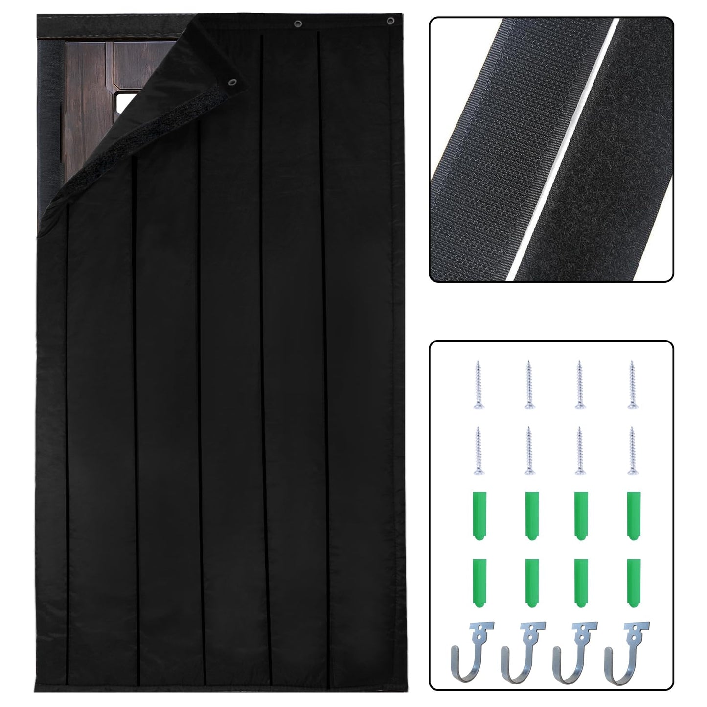 TroyStudio Thick Door Soundproofing Blanket, 41.5 x 86.6 x 0.8 inches Heavy Window Sound Barrier Sheet, Home Acoustic Dampening Curtain Divider, Wall Noise Blocker for Bedroom Music Recording Studio