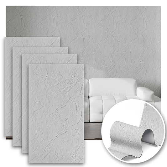 3D Wall Panels Faux Stone Wall Panel for Exterior/Interior Wall, MCM Walls Natural 4PCS 47.2"x23.6" / 30.94 sq ft (Rock Stone Gray)