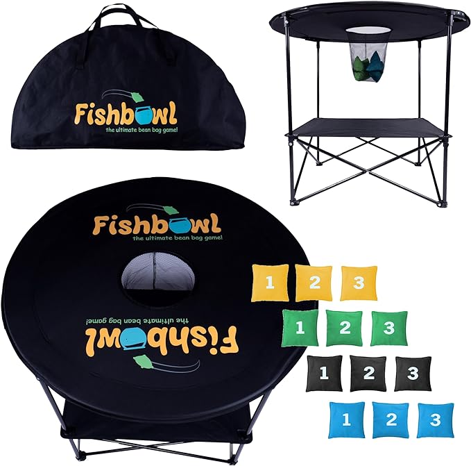 The Ultimate Bag Toss Yard Game - Portable Game Set Lawn & Beach for Family, College and Adults - Includes 12 Bags, Collapsible Base, Game Board & Case - Outdoor Games - Cornhole Set