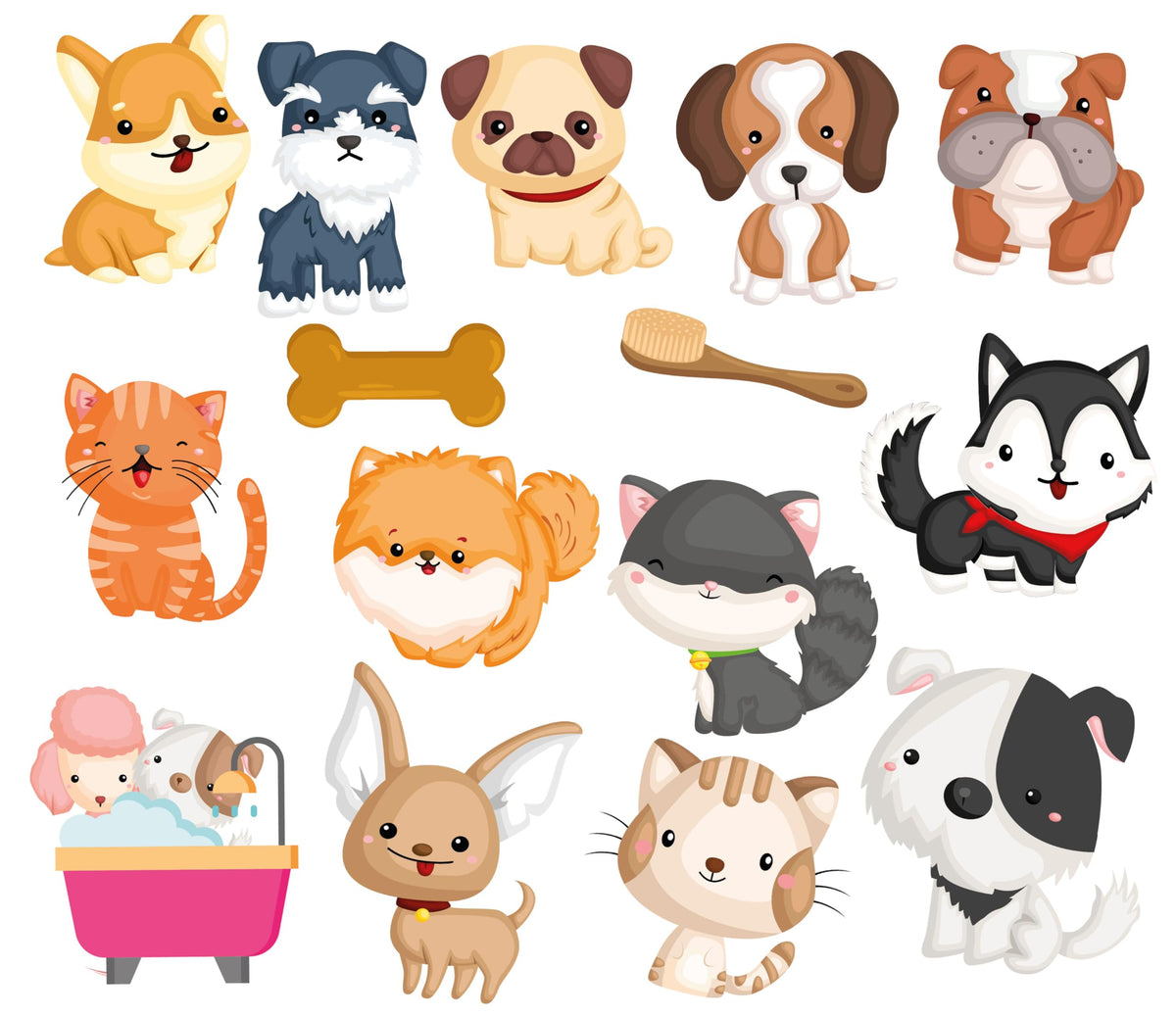 Buddy & Barney: Bath Time Stickers - Muddy Paws - 15 Color-Changing Foam Pieces, Dog & Cat Characters, Suction Cup Mesh Bag, Water Play Toy, Kids 3+