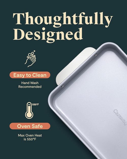 Caraway Non-Stick Ceramic Rectangle Pan Duo - 9”x13” - Naturally Slick, Non-Toxic & PTFE Free - Ideal for Brownies & Lasagnas - Slate