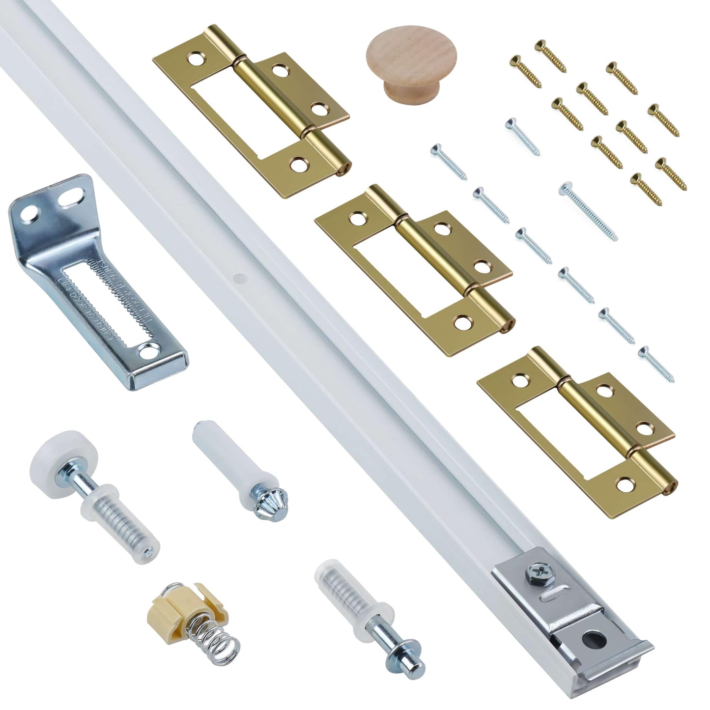 Bifold Door Hardware Kit, 24-Inch Bi-fold Closet Door Track Kit Bifold Closet Door Hardware Kit Folding Door Hardware Repair Replacement Tool Kit