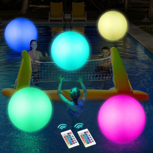Icnice Pool Toys, LED Beach Ball, Glow in Dark Party Supplies, 4 Pack Inflatable Light up Ballon 12'' Floating Pool Light with Remote 16 Color 4 Mode (6 Pack)