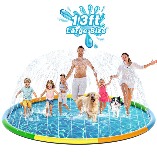 EPN Splash Pad, 13FT Size Extra Large Sprinkler Play Mat for Dogs & Kids, Thicker Pool Summer Outdoor Water Toys Fountain Pad for 3+ Children & Pets