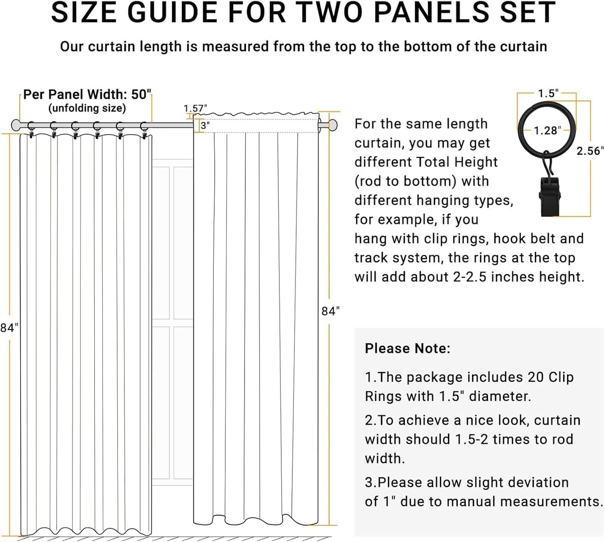 Skiennix 100% Blackout Curtains - Thermal Insulated Faux Linen | 84" Length, 2 Panels, Butter Cream