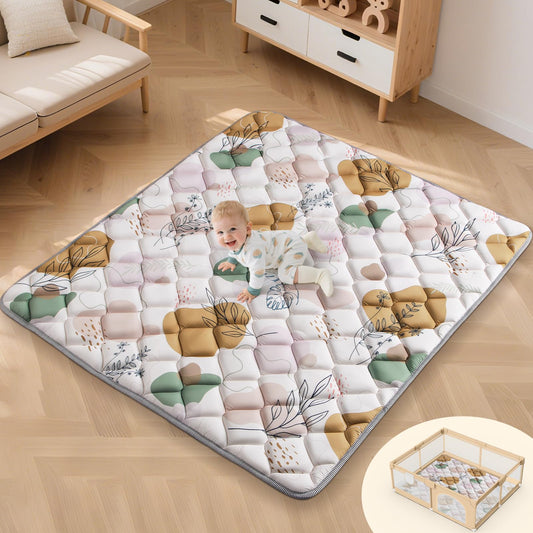 Dessports 65x50 Baby Play Mat -Play Mats for Babies and Toddlers -Non-Slip Foldable Baby Mat Boho Design Playmat - Machine Washable for Playpen