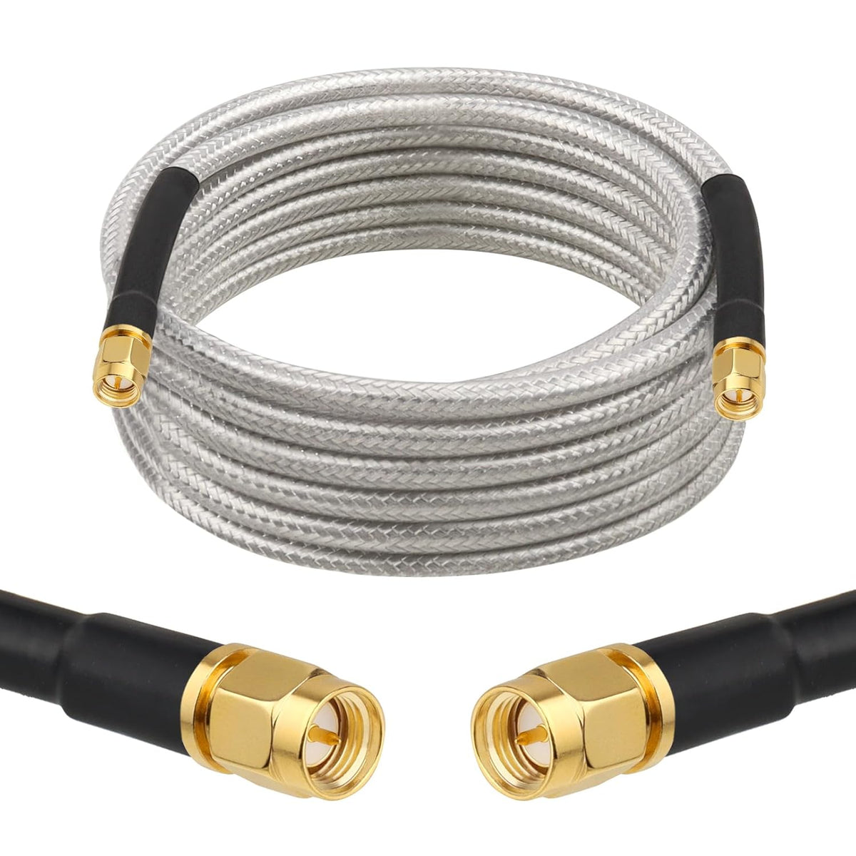 RG8X 15FT,Ultra 50 MOOKEERF SMA Male to SMA Male Coaxial Cable Low Loss SMA Extension Cable ohm for Router,GPS,RF