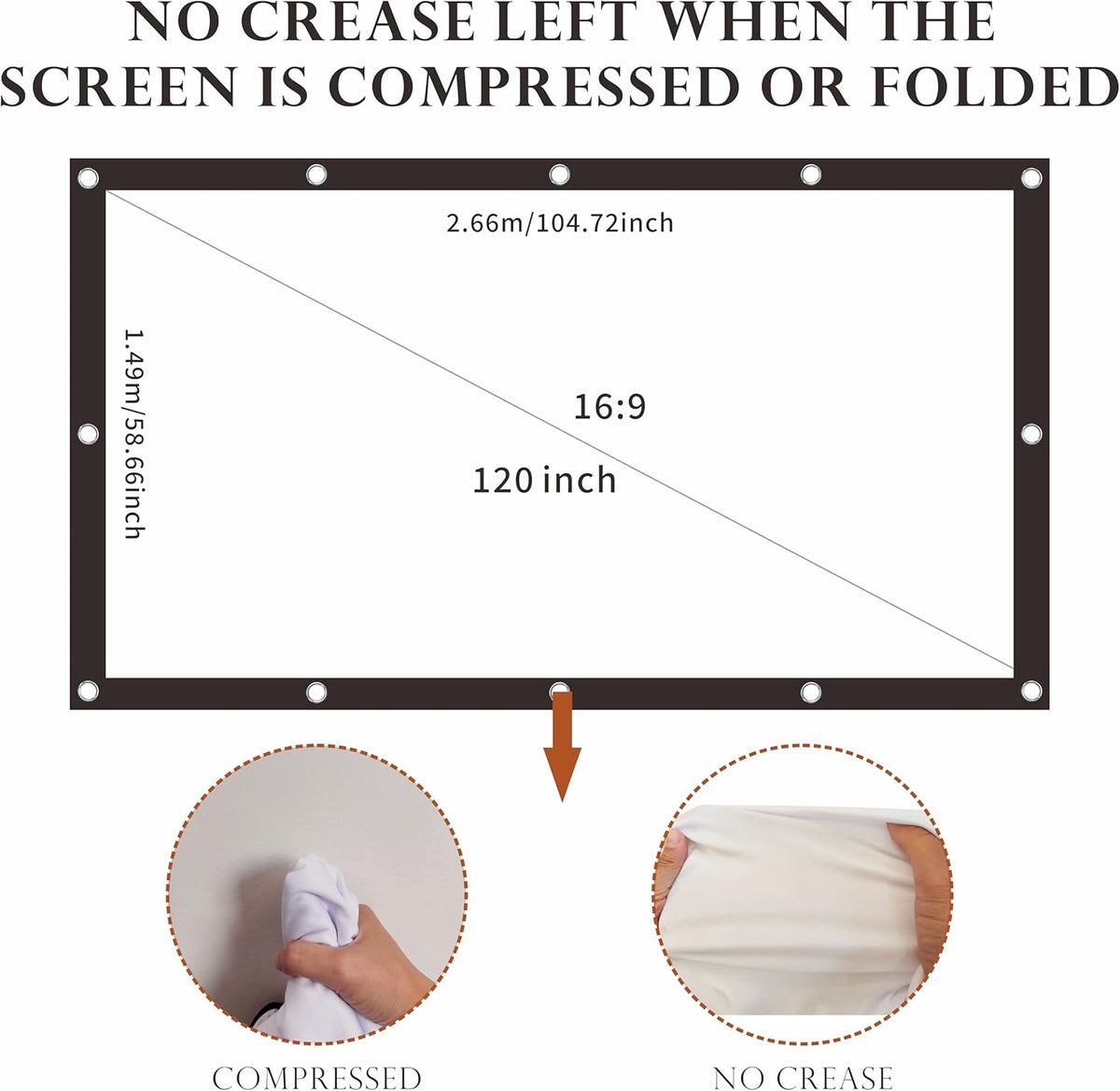 SOHIAVY 120 inch 16:9 Projector Screen Foldable Anti-Crease Portable Projector Movies Screens for Home Theater Outdoor