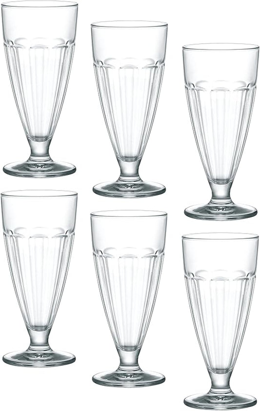 Bormioli Rocco Rock Bar 12.5 oz. Stackable Dessert Glass for Ice Cream Sundaes, Milkshakes, or Smoothies, Set of 6, Clear