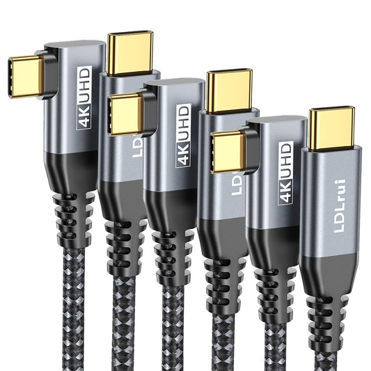 4K 60HZ 1FT, 3Pack, 20Gbps 100W 90 3.2 Gen2x2 iPhone16, LDLrui USB C Monitor Cable, Display, Right Angle Data Transfer