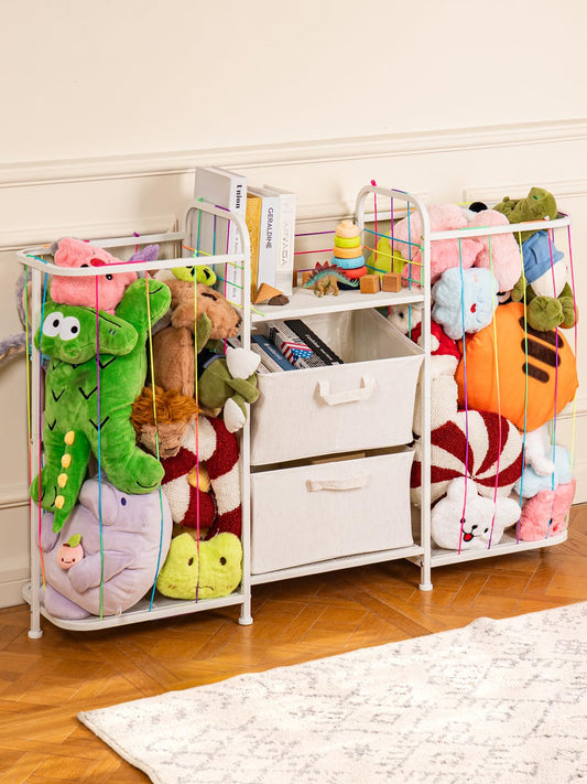 VBABY Kids Bookshelf and Toy Storage, Large 3-in-1 Book Shelf for Kids Rooms, Toddler Stuffed Animal Zoo, Toy Storage Organizer for Playroom, Montessori Bookshelf for Nursery, White