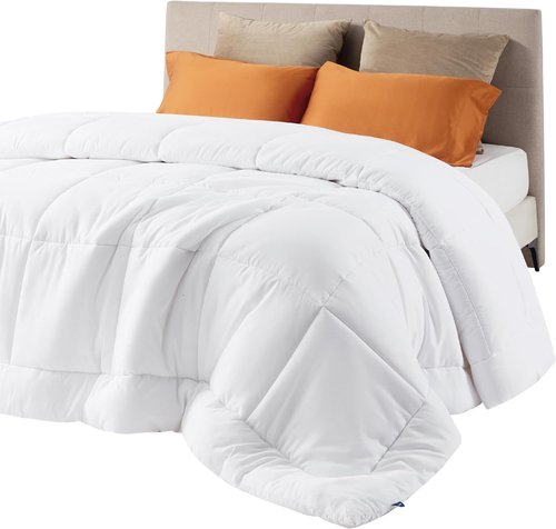 Bedsure Comforter Duvet Insert - All-Season Quilted Queen Plus Size Bedding, GentleSoft Down Alternative, White 90 x 90 Inches