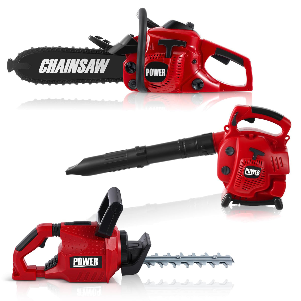 Arrowbash 3-in-1 Kids Gardening Toy Set, Toy Leaf Blower & Chainsaw & Kids Hedge Trimmer with Realistic Sound, Outdoor Backyard Play Educational Learning Birthday Summer Gift for 3-8 Boys Girls