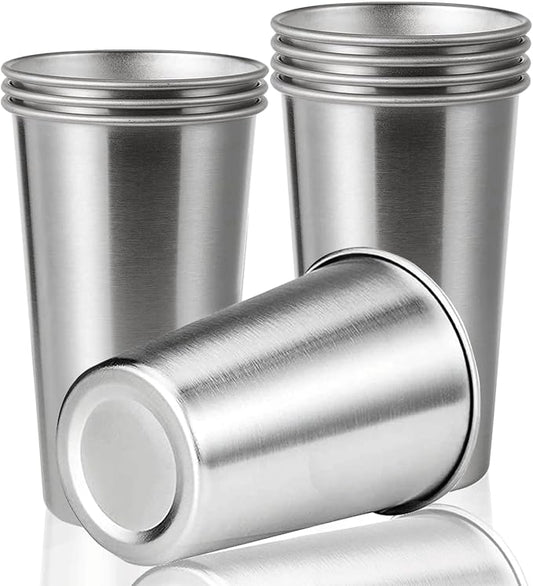 8 Pack 24oz Stainless Steel Pint Cup,Healthy Unbreakable and Stackable,Metal Drinking Glasses